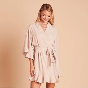 Birdy Grey Kenny Ruffle Robe Taupe M/L new with tags missing the robe string